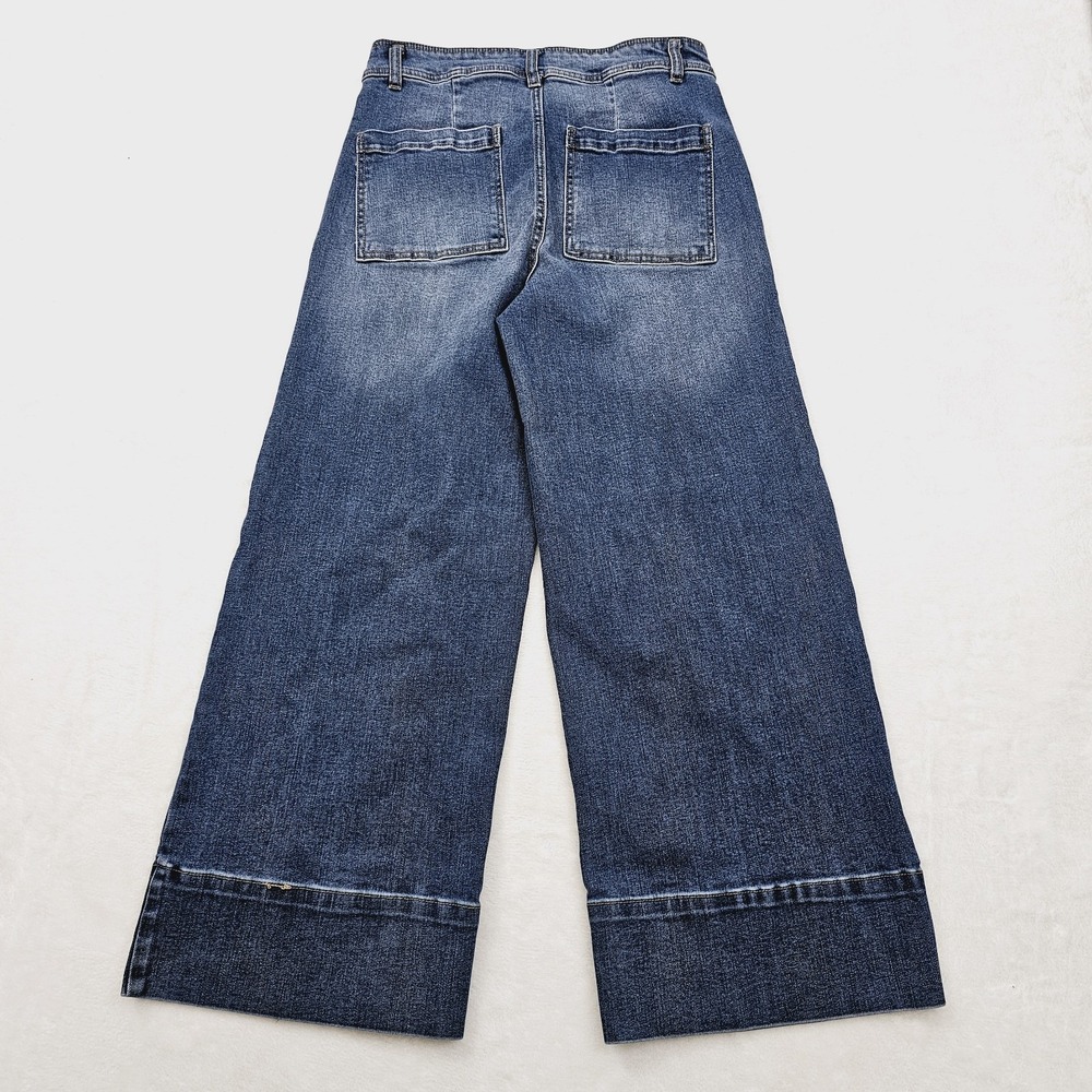 Oat New York Womens 6 28 Cropped Wide Leg High Rise Medium Wash Jeans - Picture 3 of 11